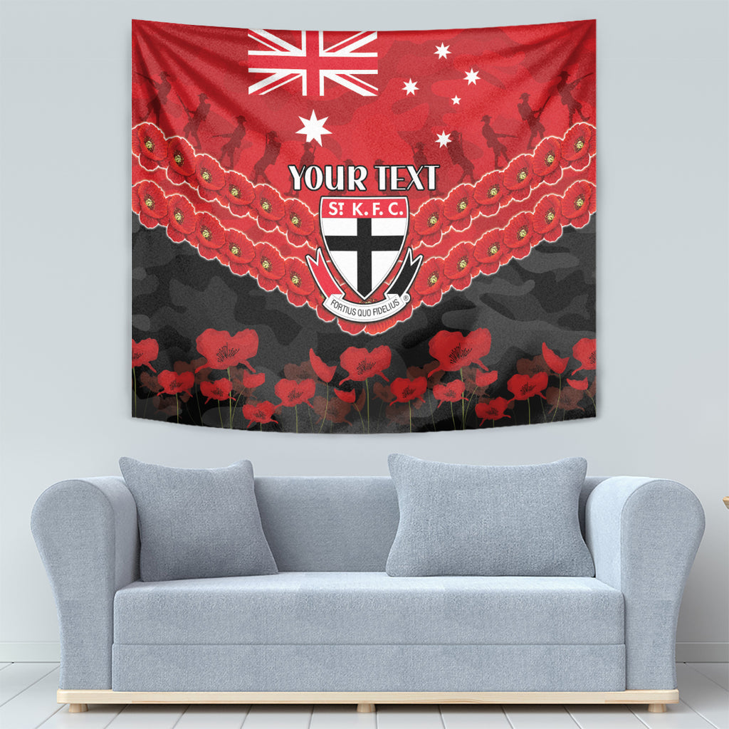 Custom St Kilda Saints Football Tapestry ANZAC Lest We Forget