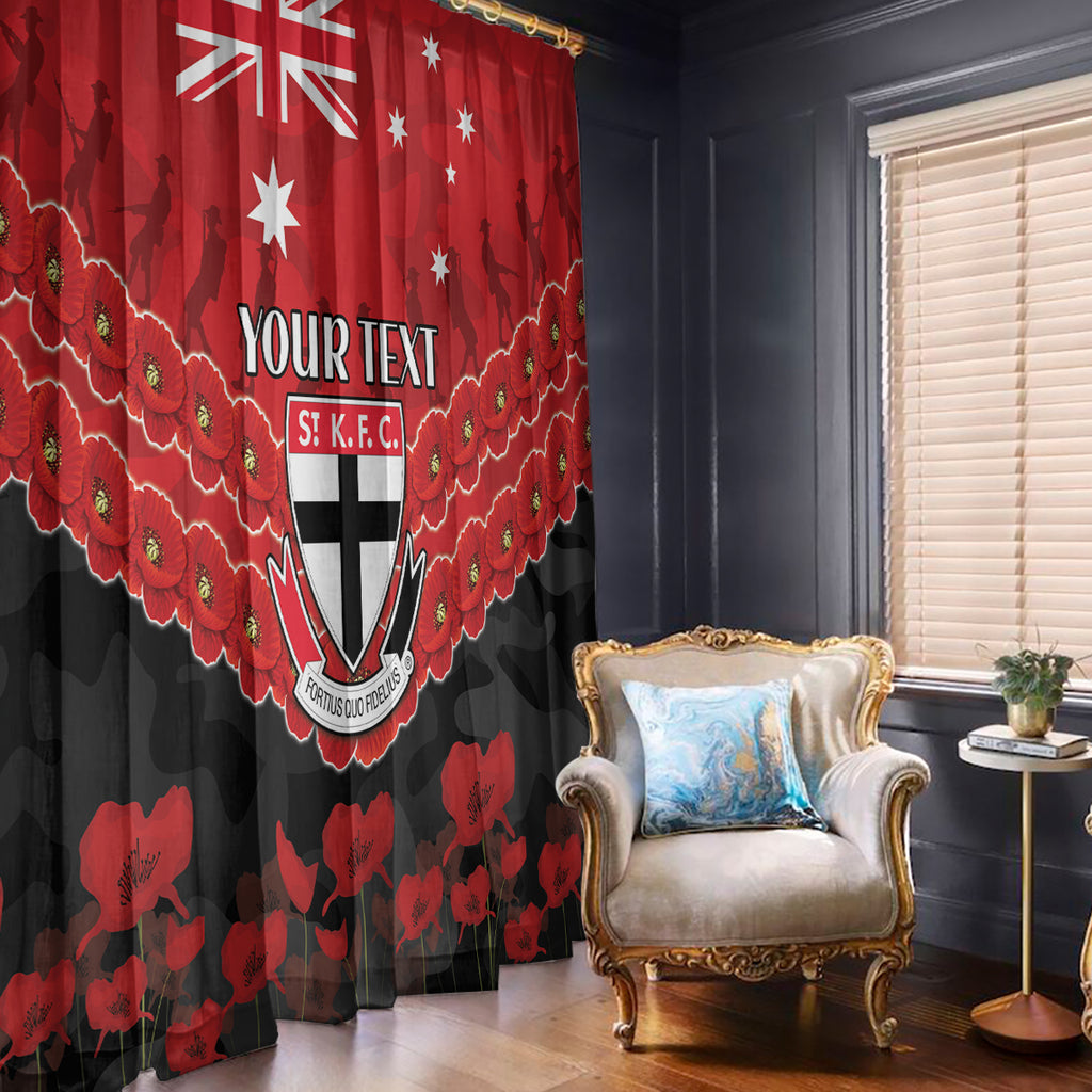 Custom St Kilda Saints Football Window Curtain ANZAC Lest We Forget
