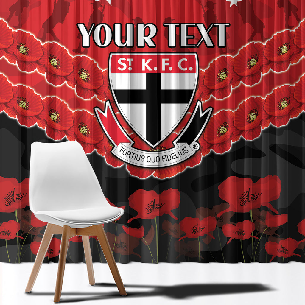 Custom St Kilda Saints Football Window Curtain ANZAC Lest We Forget