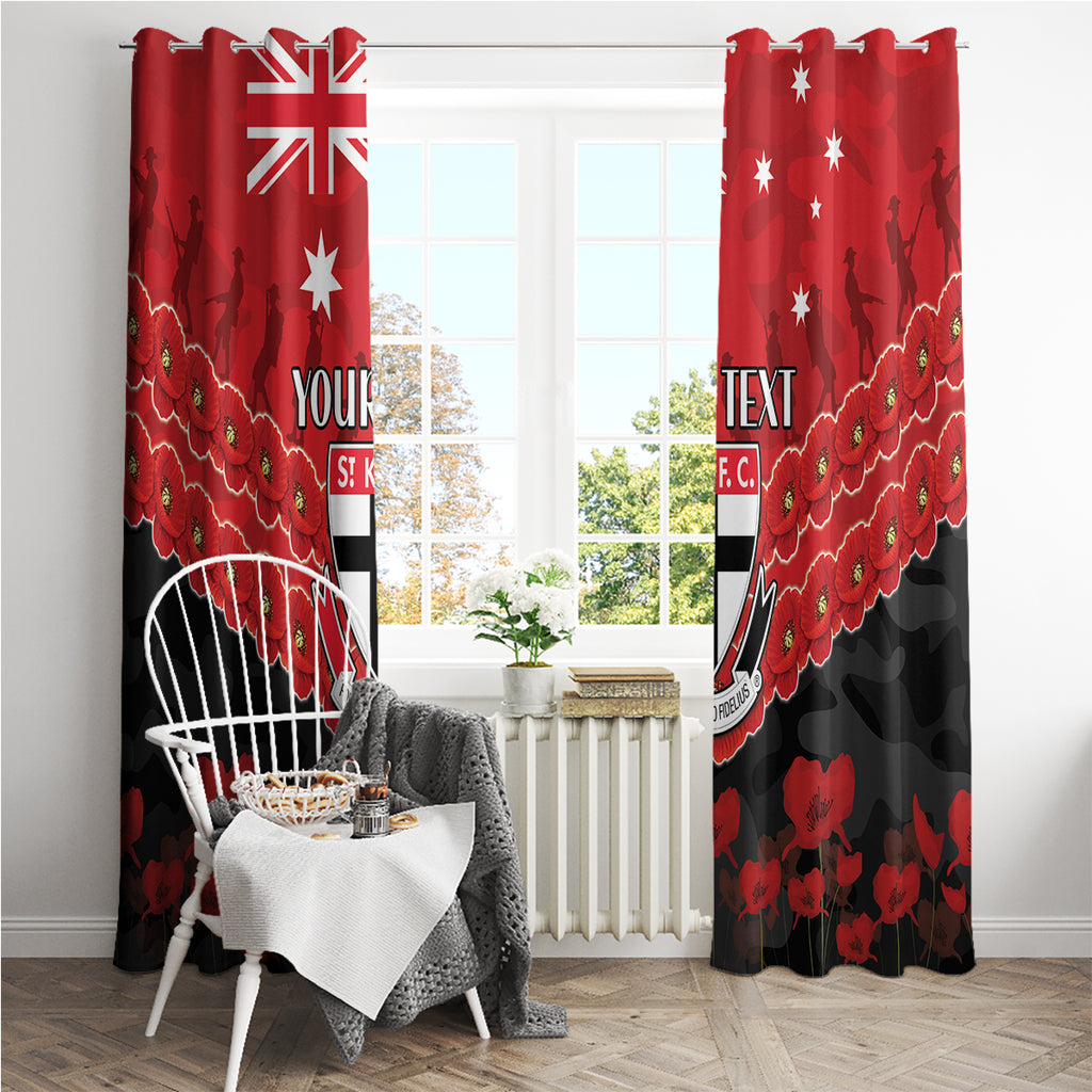 Custom St Kilda Saints Football Window Curtain ANZAC Lest We Forget