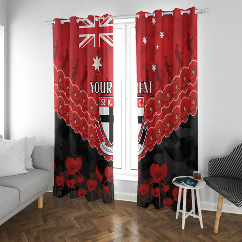 Custom St Kilda Saints Football Window Curtain ANZAC Lest We Forget