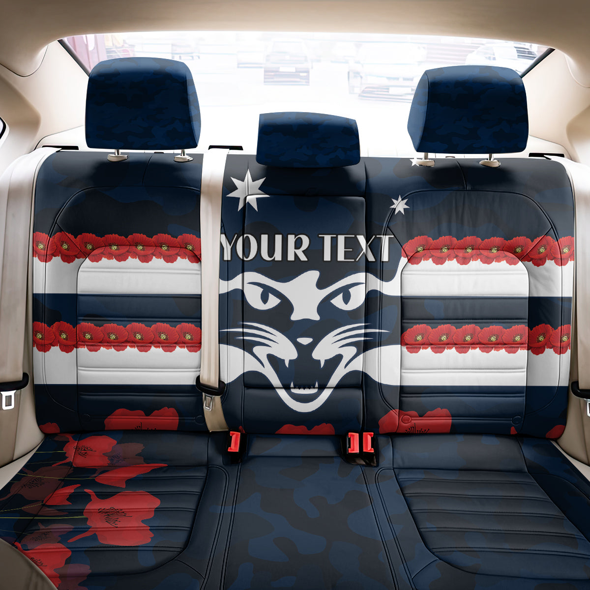Custom Cats Football Back Car Seat Cover ANZAC Lest We Forget