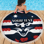 Custom Cats Football Beach Blanket ANZAC Lest We Forget
