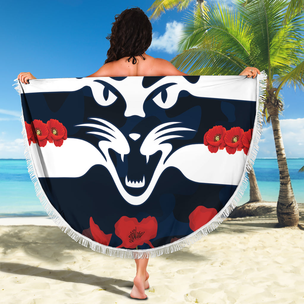 Custom Cats Football Beach Blanket ANZAC Lest We Forget