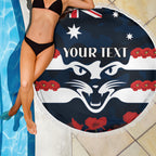Custom Cats Football Beach Blanket ANZAC Lest We Forget