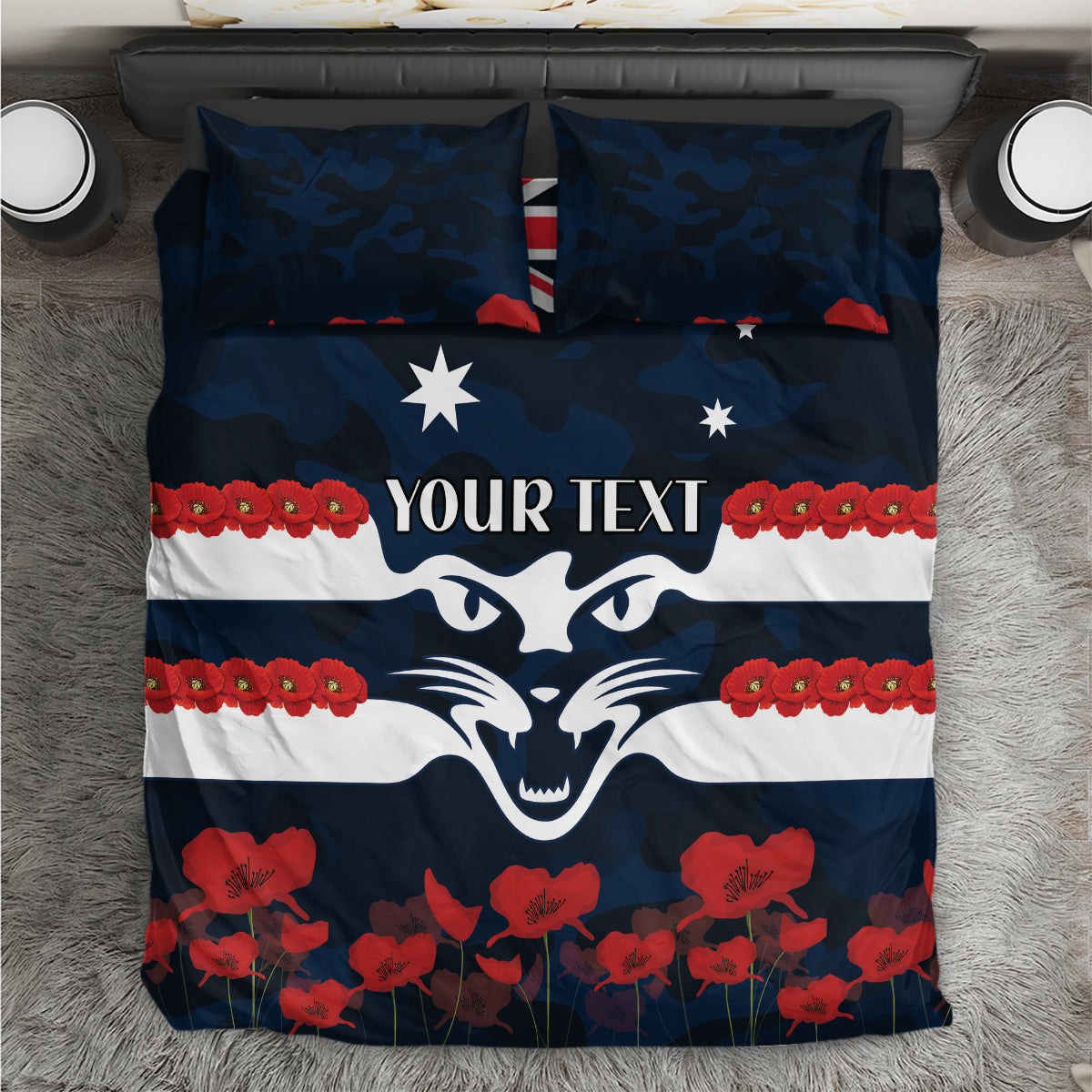 Custom Cats Football Bedding Set ANZAC Lest We Forget