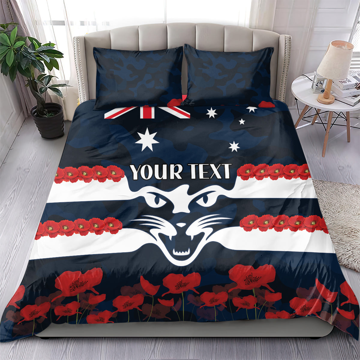 Custom Cats Football Bedding Set ANZAC Lest We Forget