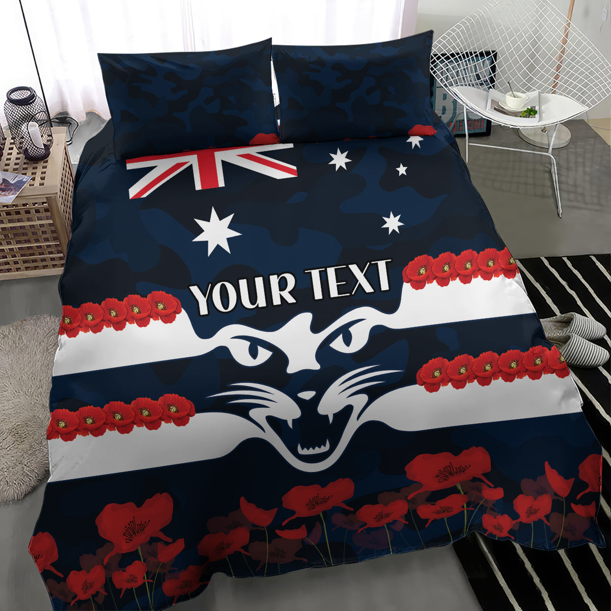 Custom Cats Football Bedding Set ANZAC Lest We Forget