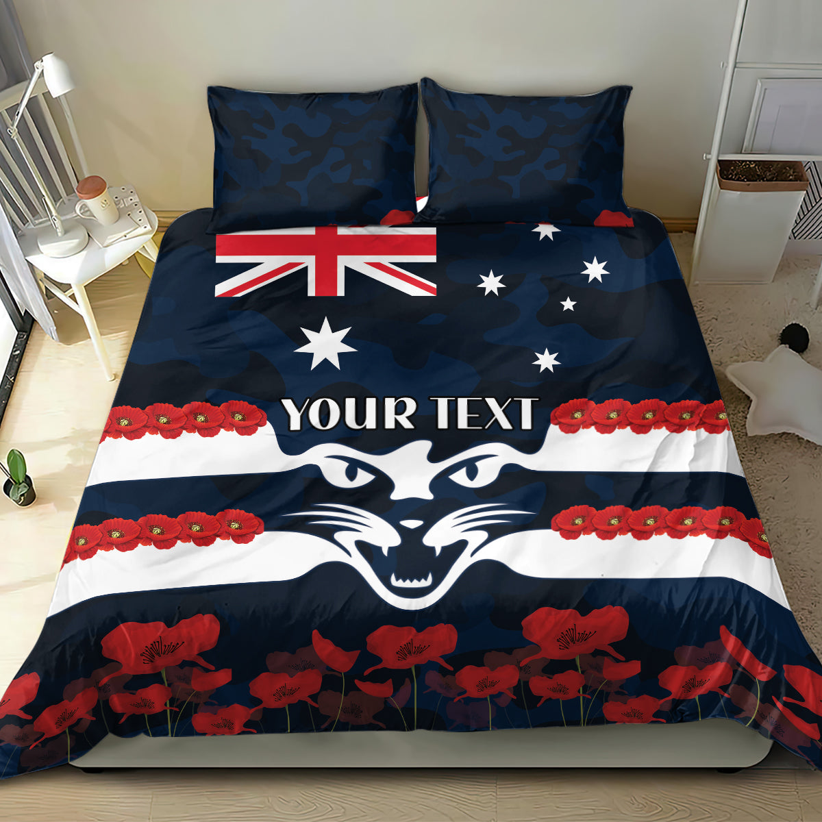 Custom Cats Football Bedding Set ANZAC Lest We Forget