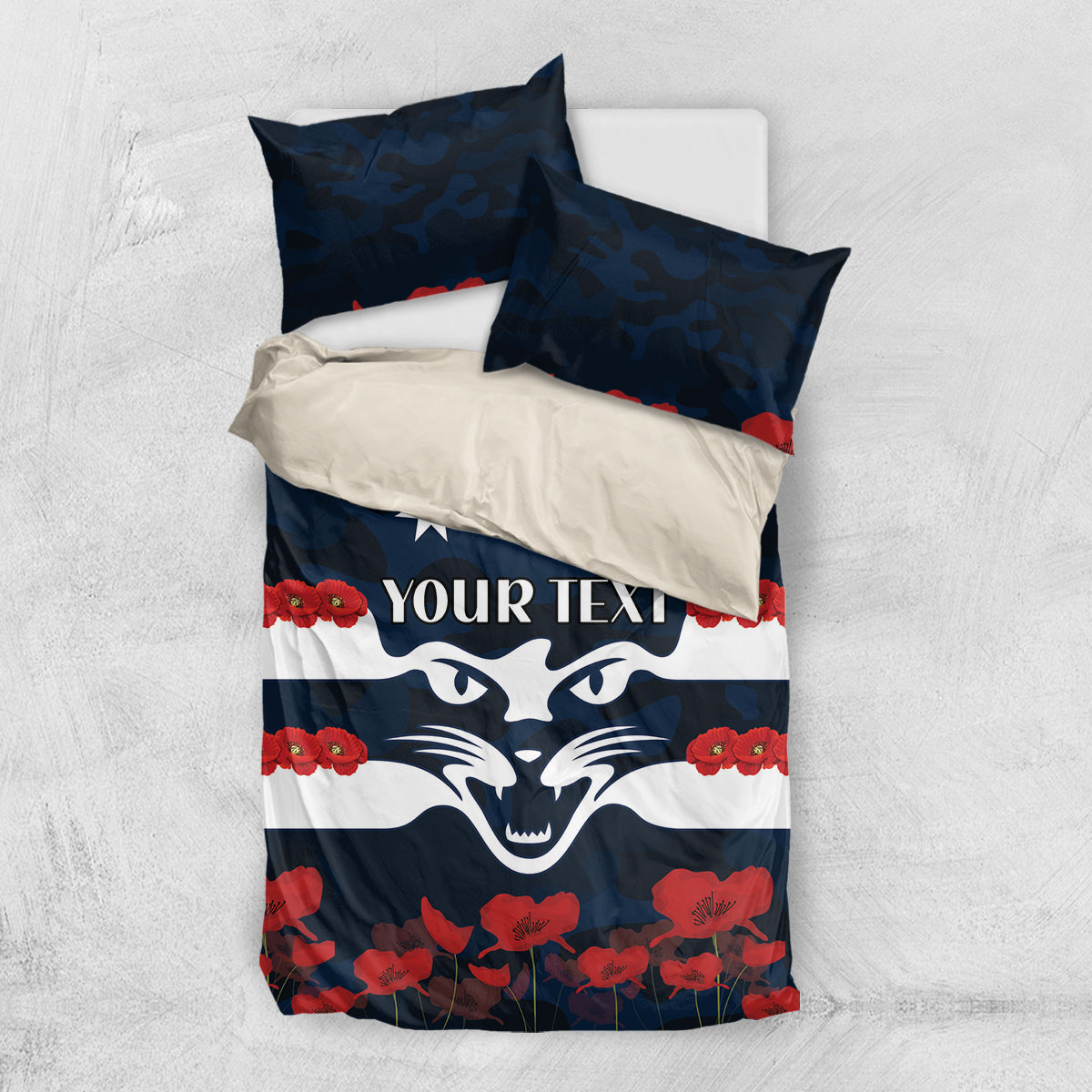 Custom Cats Football Bedding Set ANZAC Lest We Forget
