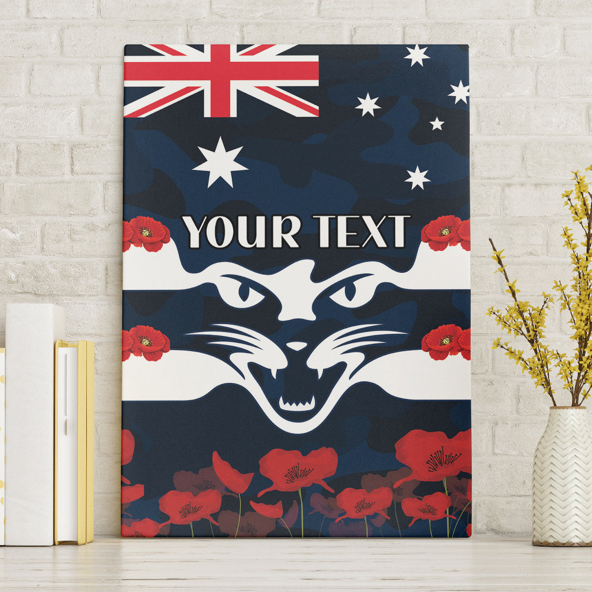 Custom Cats Football Canvas Wall Art ANZAC Lest We Forget