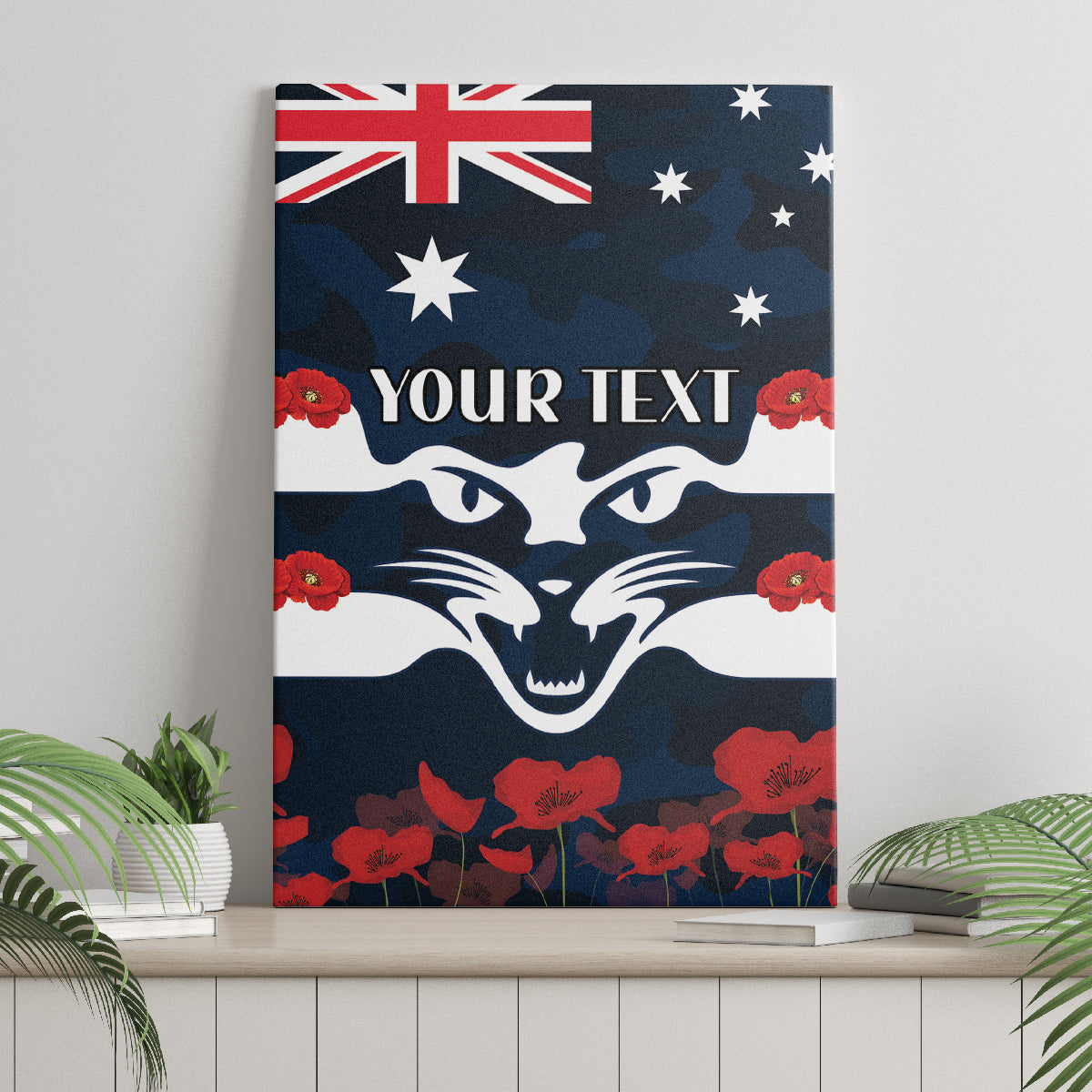 Custom Cats Football Canvas Wall Art ANZAC Lest We Forget