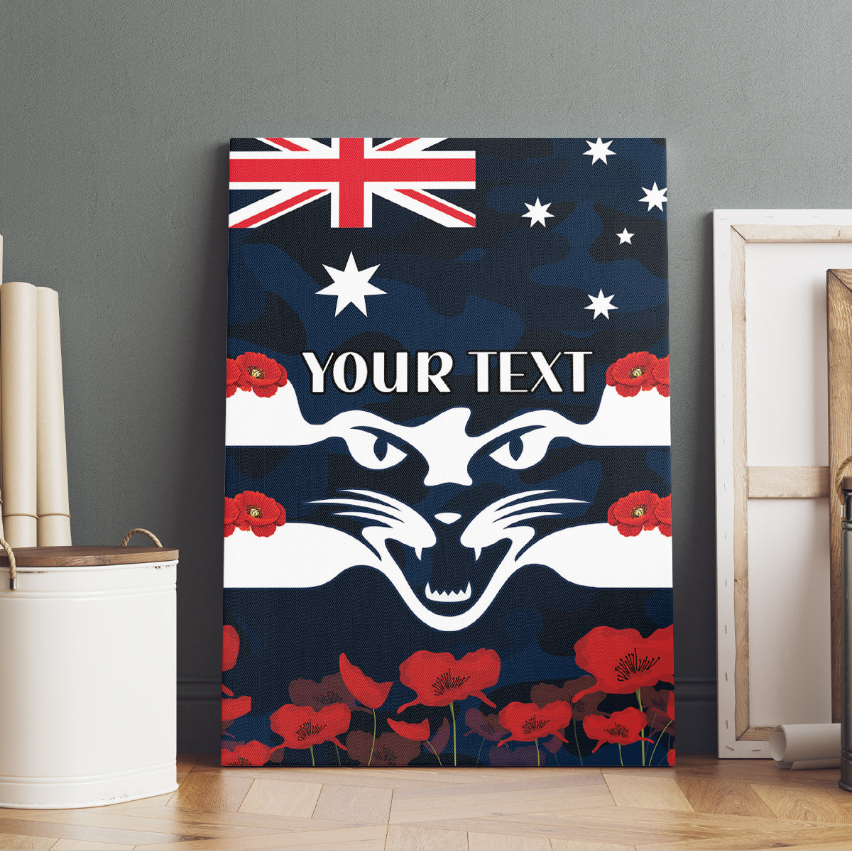 Custom Cats Football Canvas Wall Art ANZAC Lest We Forget