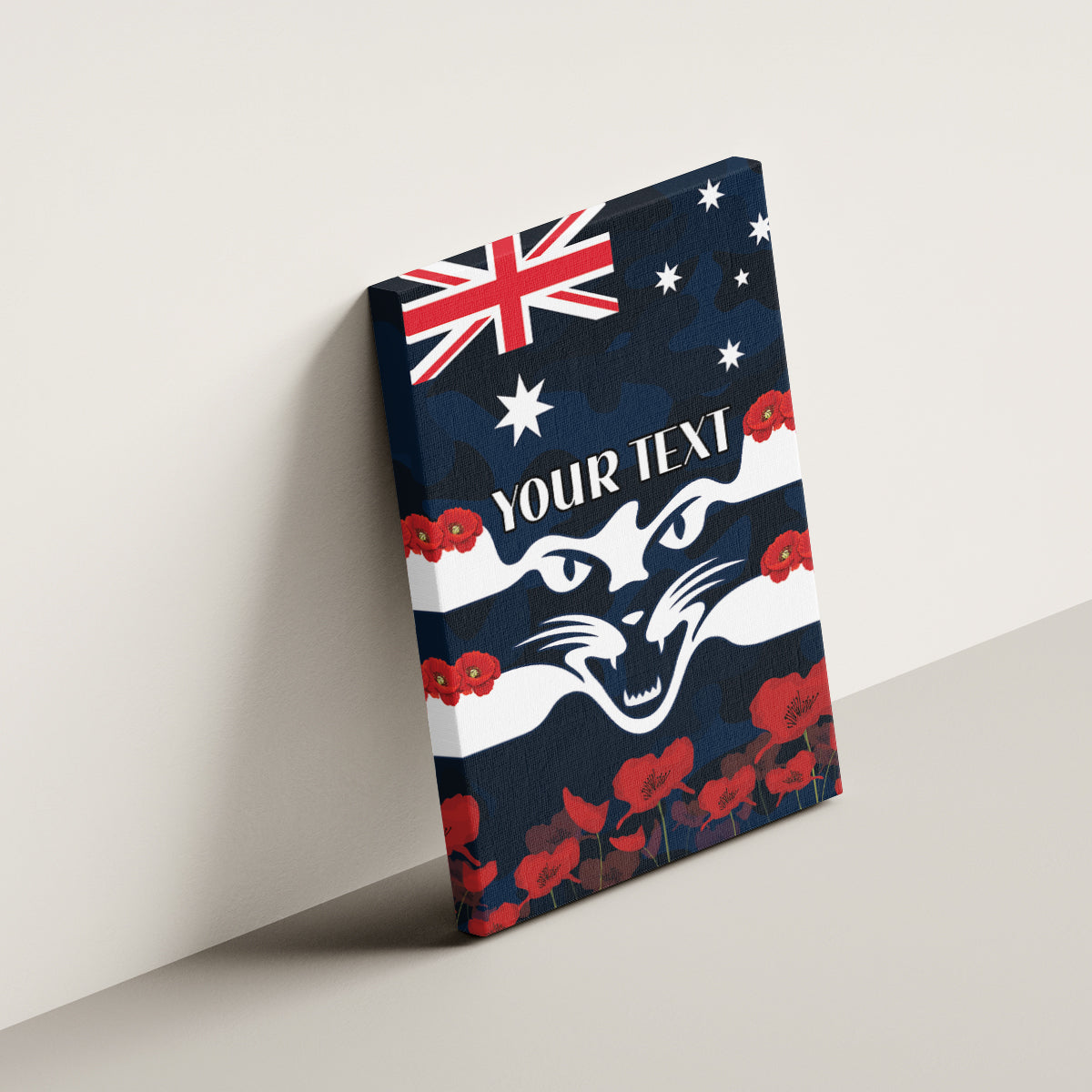 Custom Cats Football Canvas Wall Art ANZAC Lest We Forget