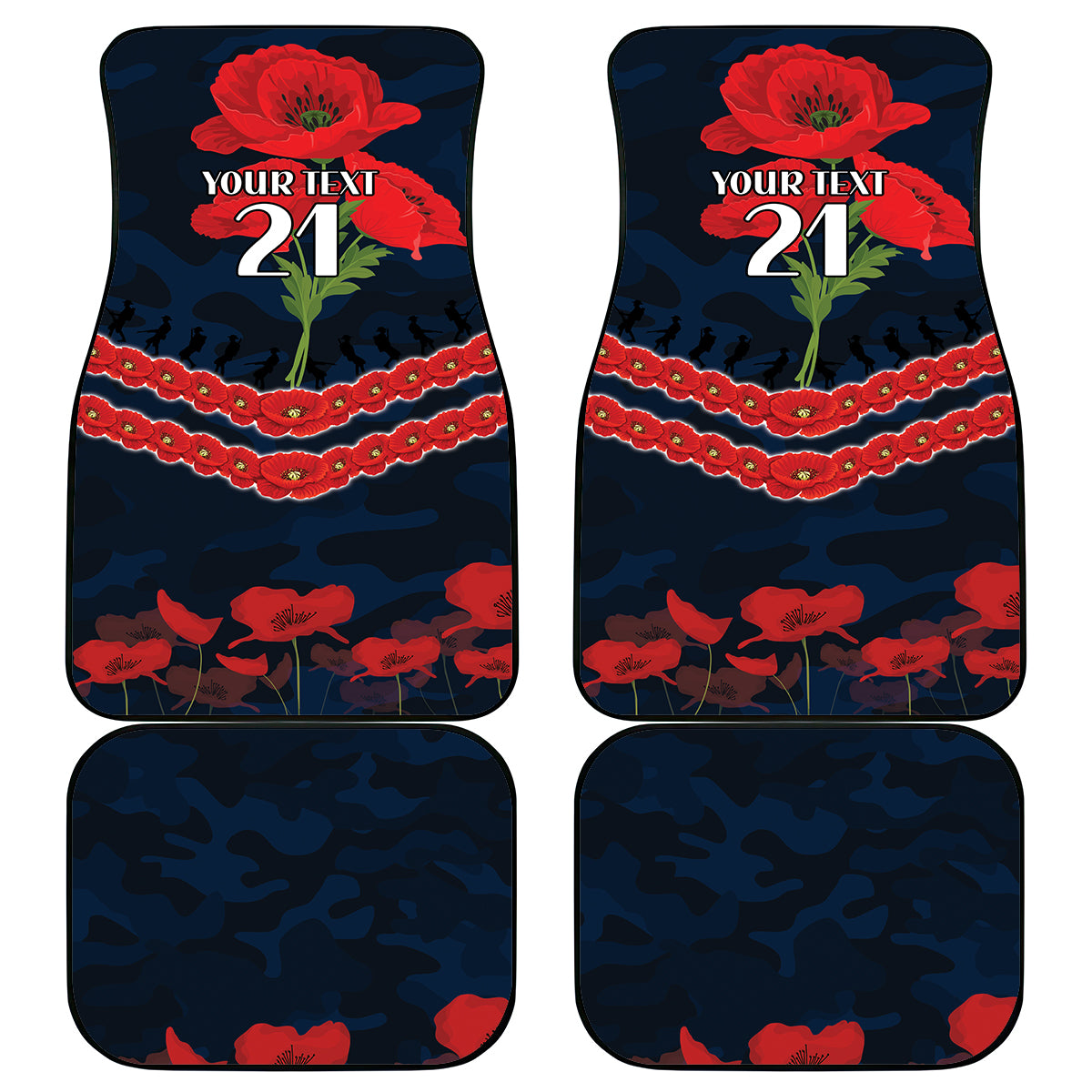 Custom Cats Football Car Mats ANZAC Lest We Forget
