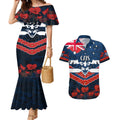 Custom Cats Football Couples Matching Mermaid Dress and Hawaiian Shirt ANZAC Lest We Forget
