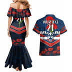 Custom Cats Football Couples Matching Mermaid Dress and Hawaiian Shirt ANZAC Lest We Forget