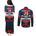 Custom Cats Football Couples Matching Puletasi and Long Sleeve Button Shirt ANZAC Lest We Forget