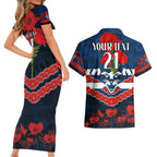 Custom Cats Football Couples Matching Short Sleeve Bodycon Dress and Hawaiian Shirt ANZAC Lest We Forget