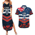 Custom Cats Football Couples Matching Summer Maxi Dress and Hawaiian Shirt ANZAC Lest We Forget
