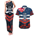 Custom Cats Football Couples Matching Tank Maxi Dress and Hawaiian Shirt ANZAC Lest We Forget