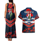Custom Cats Football Couples Matching Tank Maxi Dress and Hawaiian Shirt ANZAC Lest We Forget