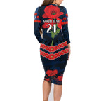 Custom Cats Football Family Matching Long Sleeve Bodycon Dress and Hawaiian Shirt ANZAC Lest We Forget