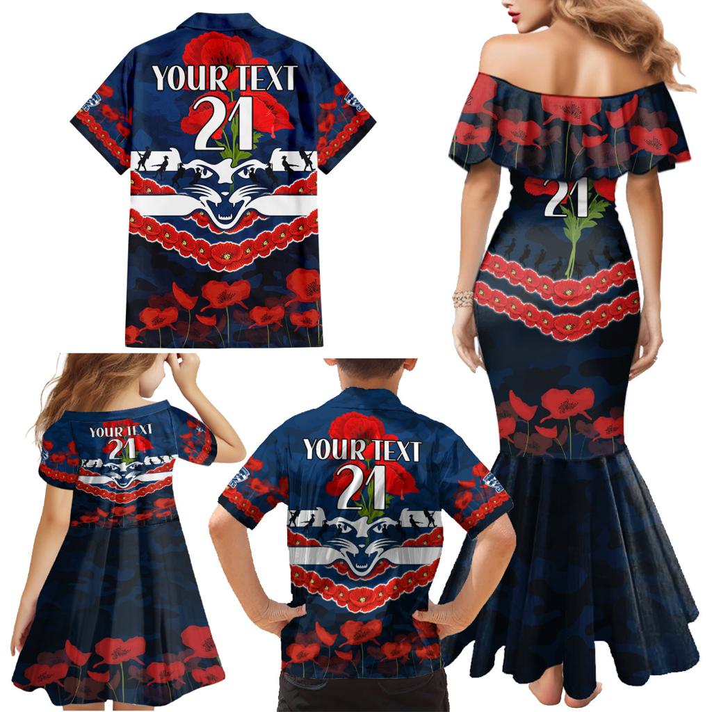 Custom Cats Football Family Matching Mermaid Dress and Hawaiian Shirt ANZAC Lest We Forget