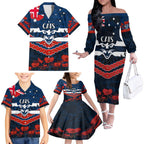 Custom Cats Football Family Matching Off The Shoulder Long Sleeve Dress and Hawaiian Shirt ANZAC Lest We Forget