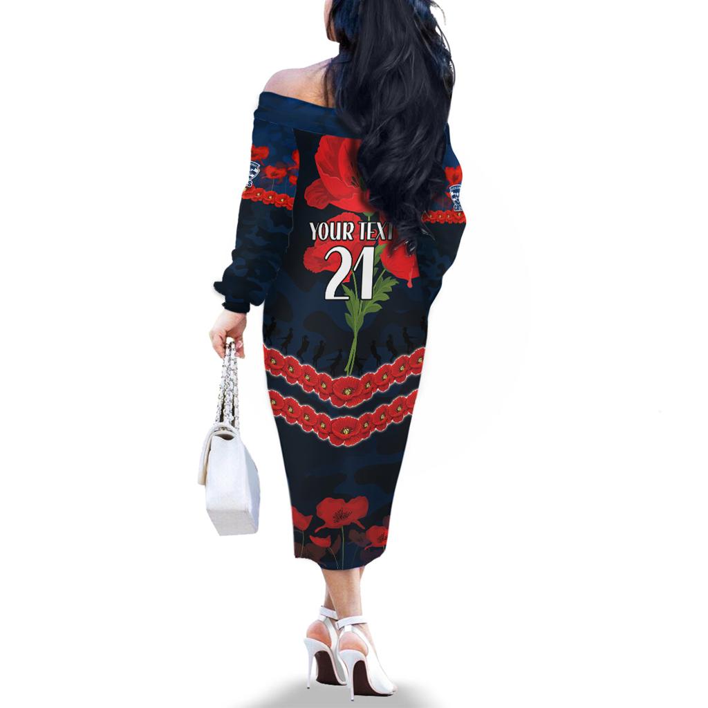 Custom Cats Football Family Matching Off The Shoulder Long Sleeve Dress and Hawaiian Shirt ANZAC Lest We Forget