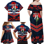 Custom Cats Football Family Matching Off Shoulder Maxi Dress and Hawaiian Shirt ANZAC Lest We Forget