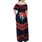 Custom Cats Football Family Matching Off Shoulder Maxi Dress and Hawaiian Shirt ANZAC Lest We Forget