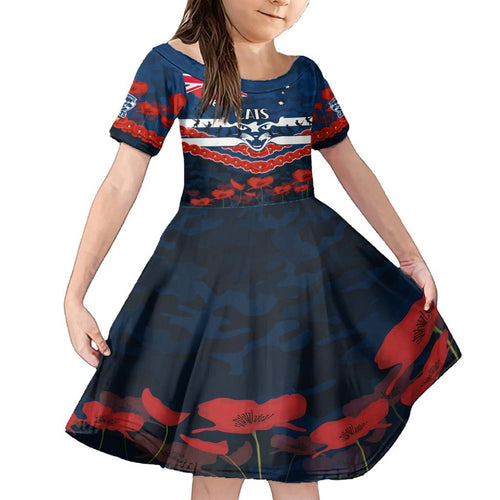 Custom Cats Football Family Matching Off Shoulder Short Dress and Hawaiian Shirt ANZAC Lest We Forget