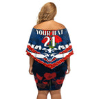 Custom Cats Football Family Matching Off Shoulder Short Dress and Hawaiian Shirt ANZAC Lest We Forget