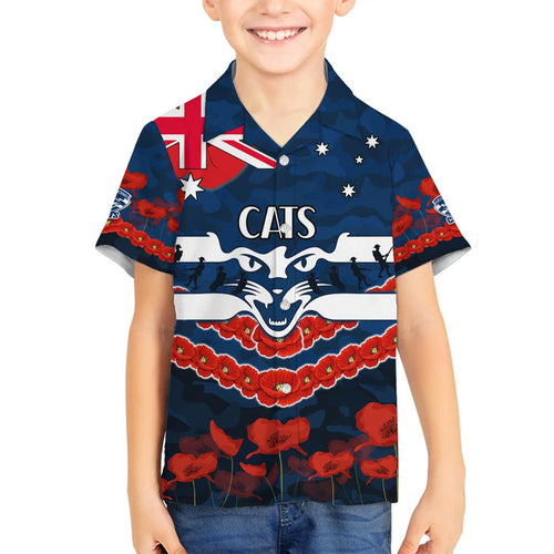 Custom Cats Football Family Matching Off Shoulder Short Dress and Hawaiian Shirt ANZAC Lest We Forget