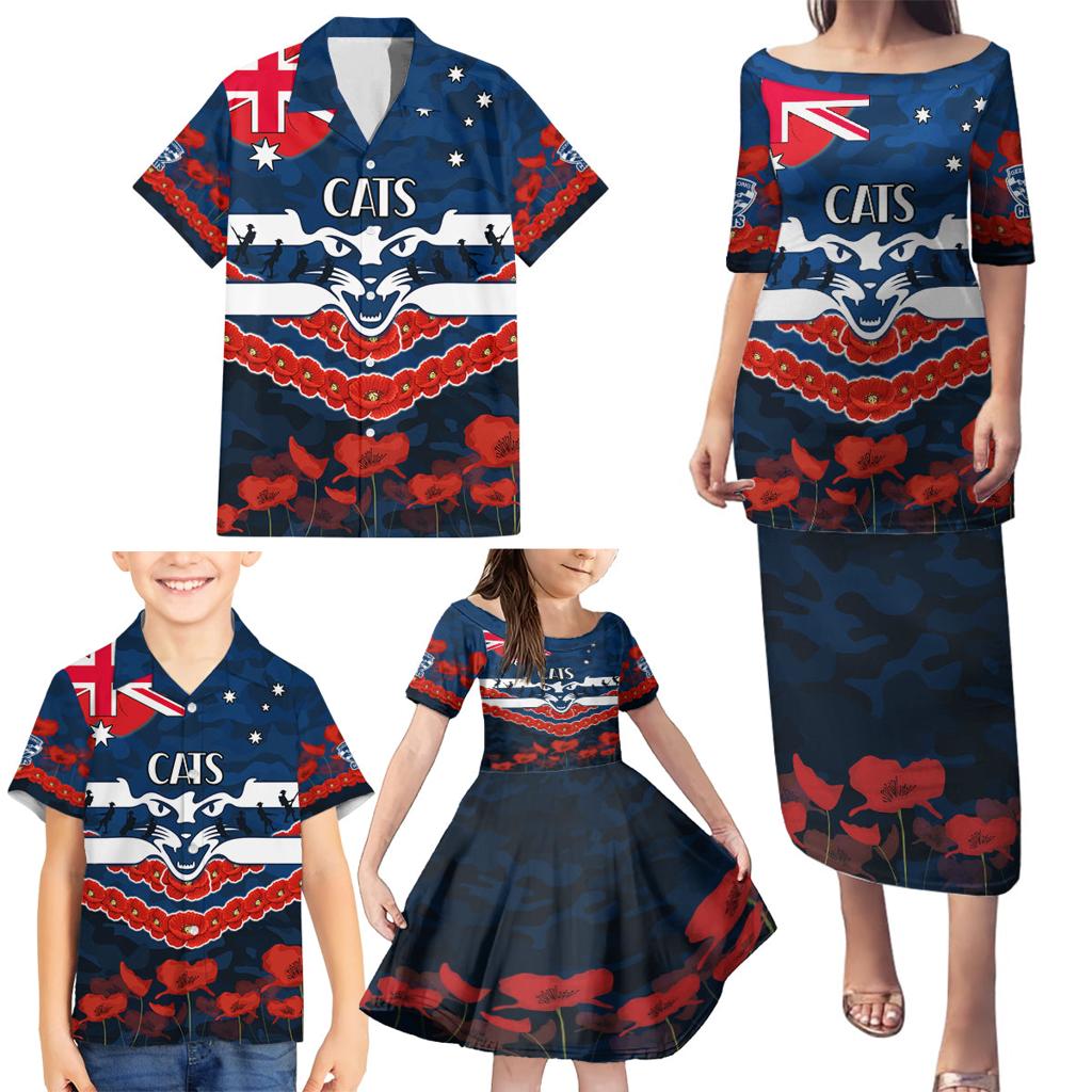 Custom Cats Football Family Matching Puletasi and Hawaiian Shirt ANZAC Lest We Forget