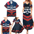 Custom Cats Football Family Matching Summer Maxi Dress and Hawaiian Shirt ANZAC Lest We Forget