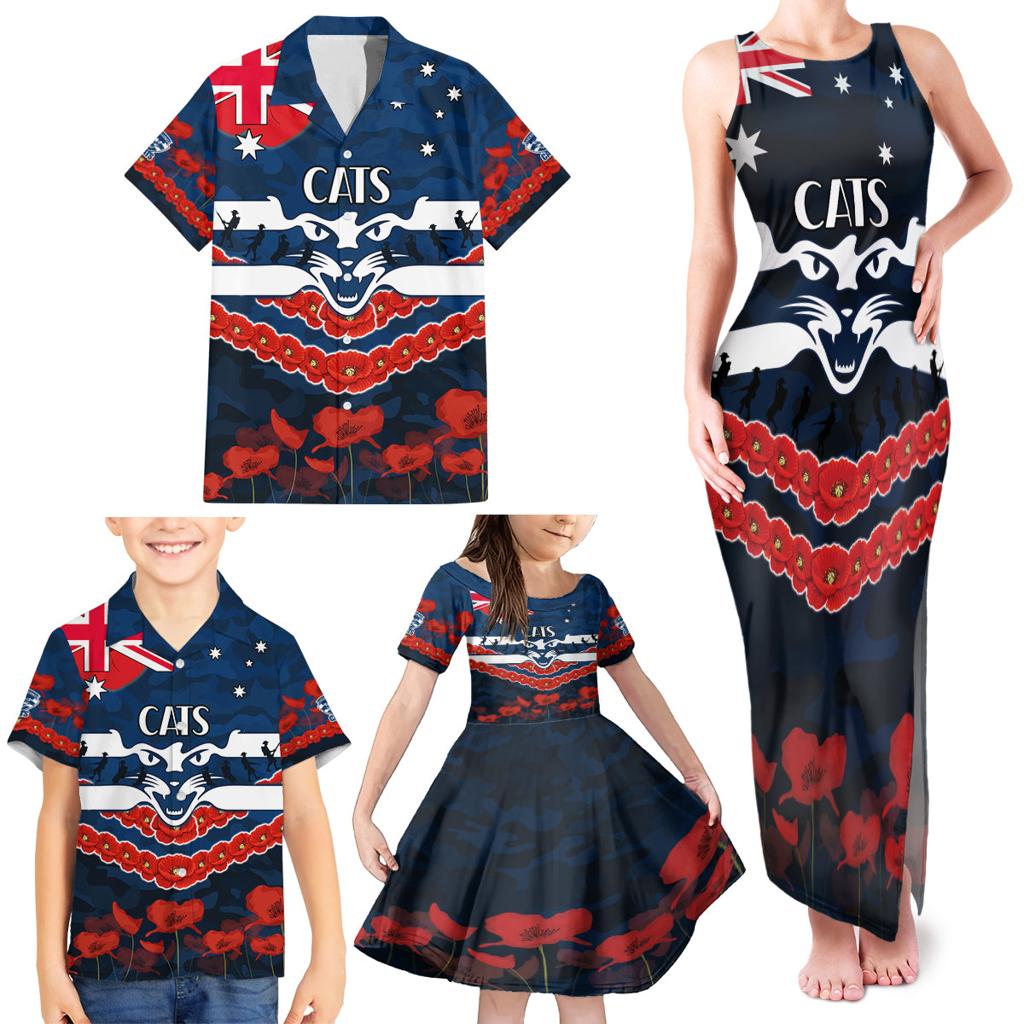 Custom Cats Football Family Matching Tank Maxi Dress and Hawaiian Shirt ANZAC Lest We Forget