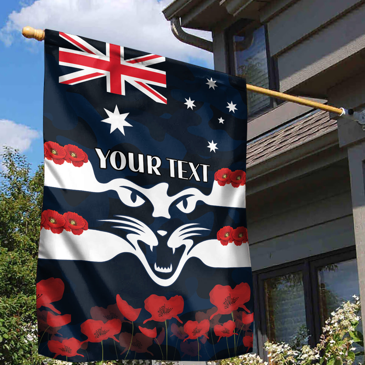 Custom Cats Football Garden Flag ANZAC Lest We Forget