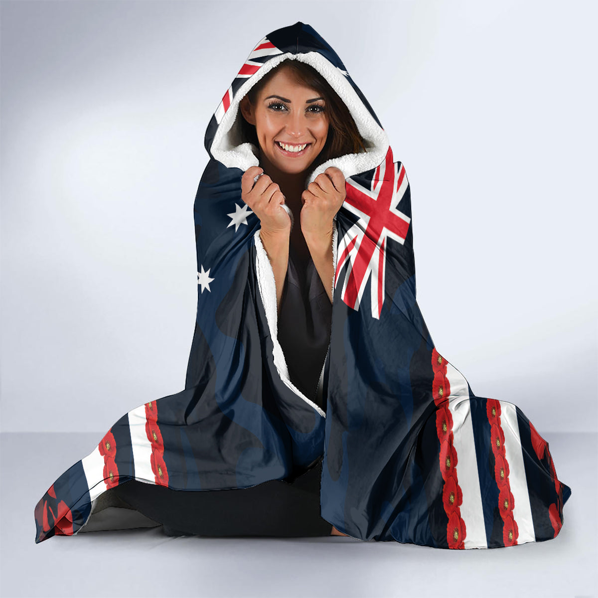 Custom Cats Football Hooded Blanket ANZAC Lest We Forget