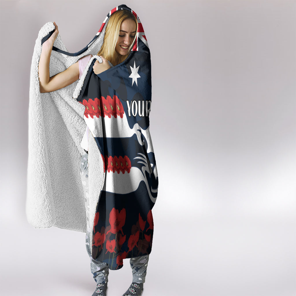 Custom Cats Football Hooded Blanket ANZAC Lest We Forget