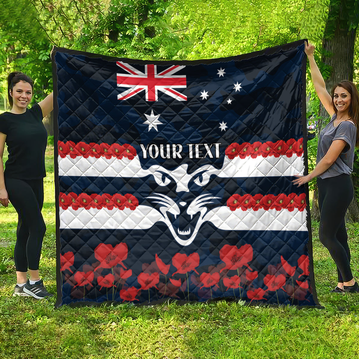 Custom Cats Football Quilt ANZAC Lest We Forget