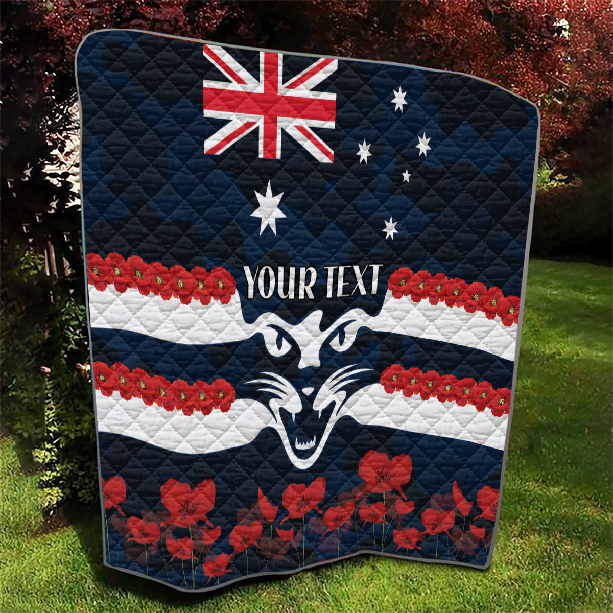 Custom Cats Football Quilt ANZAC Lest We Forget