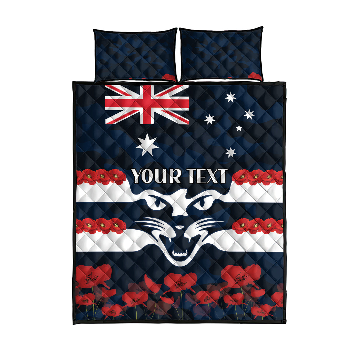 Custom Cats Football Quilt Bed Set ANZAC Lest We Forget
