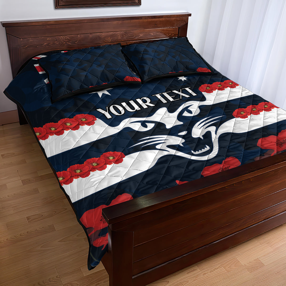 Custom Cats Football Quilt Bed Set ANZAC Lest We Forget