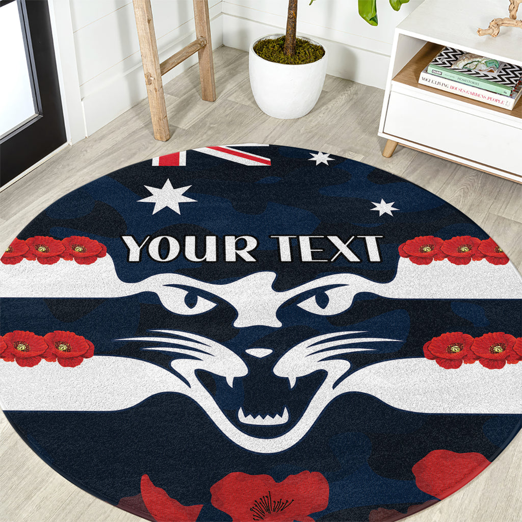 Custom Cats Football Round Carpet ANZAC Lest We Forget