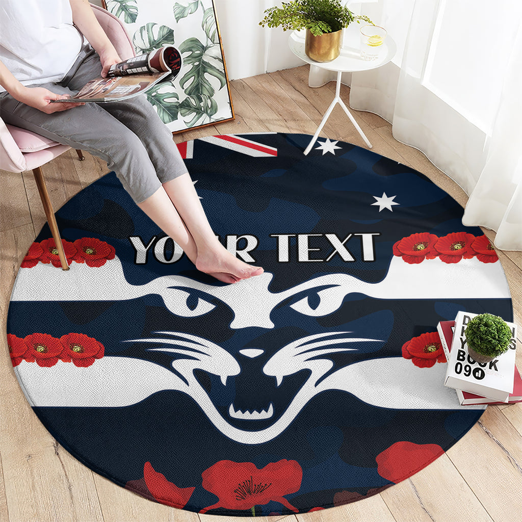 Custom Cats Football Round Carpet ANZAC Lest We Forget