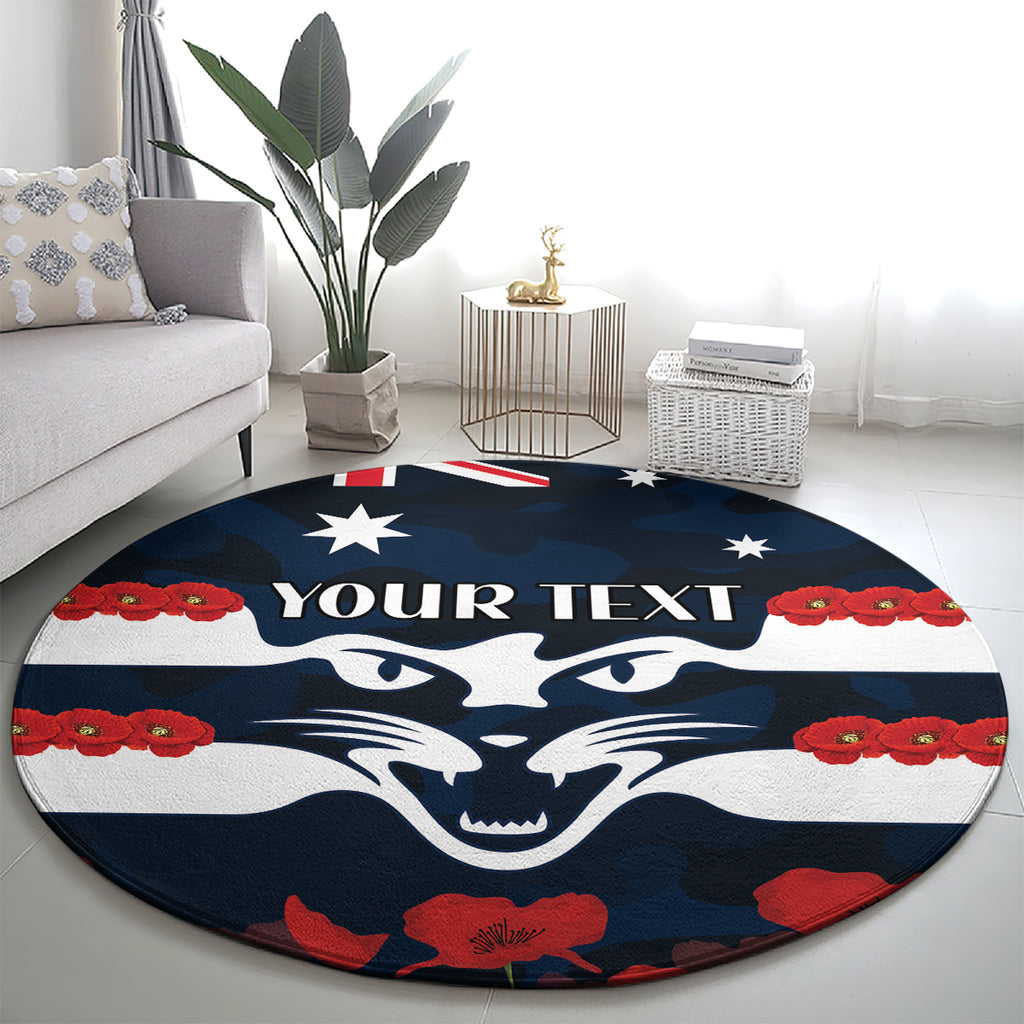 Custom Cats Football Round Carpet ANZAC Lest We Forget
