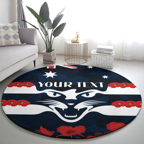 Custom Cats Football Round Carpet ANZAC Lest We Forget