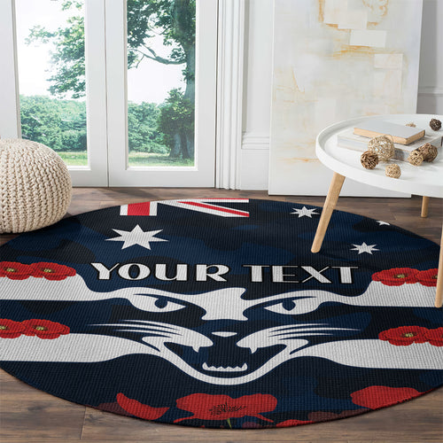 Custom Cats Football Round Carpet ANZAC Lest We Forget